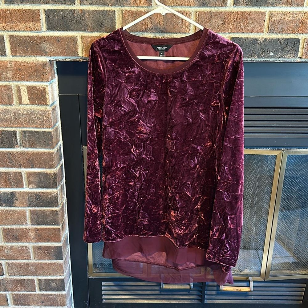 EUC Crushed Velvet Simply Vera Vera Wang Tunic